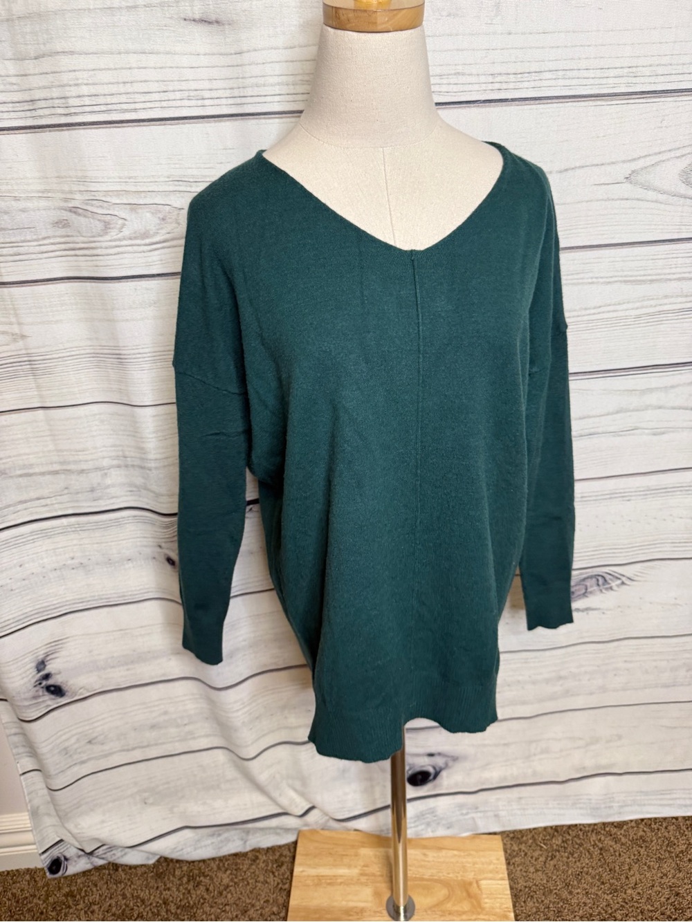 Lala Factory Deep Teal V-Neck Sweater